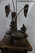 Load image into Gallery viewer, Curious Frog Rock Towers and Frogs Bronze Outdoor Garden Sculpture
