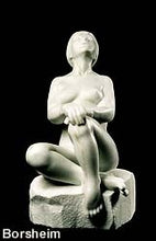 Load image into Gallery viewer, Stargazer Garden Marble Sculpture of seated Woman resting hands on a knee while leaning back to look up to the skies and stars.