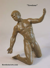 將圖片載入圖庫檢視器 Torsione Nude Male Dancer Twists Torso On His Knees Movement Bronze Statue