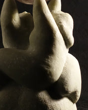 將圖片載入圖庫檢視器 Detail to see the texture of the stone carving Love my Planet  stone and glass crystal ball 12 x 5.5 x 4.5 inches Mixed media sculpture by Vasily Fedorouk, couple tries to lift up the world
