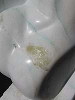 Crystals in White Yule Marble Yin Yang Erotic Sculpture detail