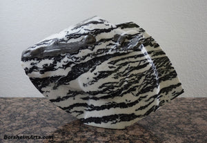 Zebra Lips Black and White Marble Sculpture