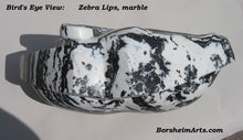 Load image into Gallery viewer, Bird's Eye View Zebra Lips Black and White Marble Sculpture