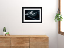 Load image into Gallery viewer, Hindsight print is hung in this simple bedroom scene above the dresser. Female nude figure lies in bed, unable to sleep.
