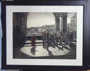 How the original artwork is framed... white mat with simple black frame and Museum Glass (non-reflective glass)