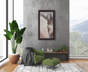 Showing the large 2 x 4 foot abstracted figure painting as a vertical in this loft apartment