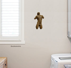 lovely male nude body wall art piece graces this simple laundry room... private pleasures during chore time