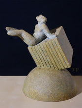 將圖片載入圖庫檢視器 Ceramic sculpture of a reclining figure on a pedestal with a dark background
