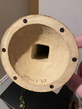 將圖片載入圖庫檢視器 Showing the hollowed out underside of a ceramic sculpture that features the artist Vasily Fedorouk&#39;s signature and &#39;03 for created in the year 2003.  Also shown are the felt dots on the bottom to protect whatever surface upon which the sculpture will rest.  
