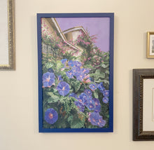 將圖片載入圖庫檢視器 Painting of a house in Portugal surrounded with tons of blooms outside.  Hangs on a wall that has other frames surrounding this original painting,
