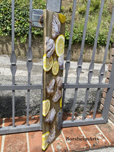 Load image into Gallery viewer, Painting of Italian breakfast foods shown at an angle to show how the painting continues along the sides of the canvas, left side view
