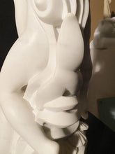將圖片載入圖庫檢視器 Close-up of a white marble sculpture of a nude figure with dolphin tail and sea shells.
