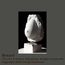 將圖片載入圖庫檢視器 Stone carved sculpture of a breast on a black background by Vasily Fedorouk
