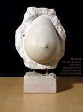 將圖片載入圖庫檢視器 Tabletop limestone sculpture of a breast on a black background
