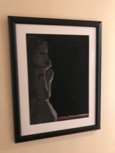 Load image into Gallery viewer, z SOLD ~ Nightwatch Seated Nude Woman Sideways Thinking Woman Charcoal Drawing
