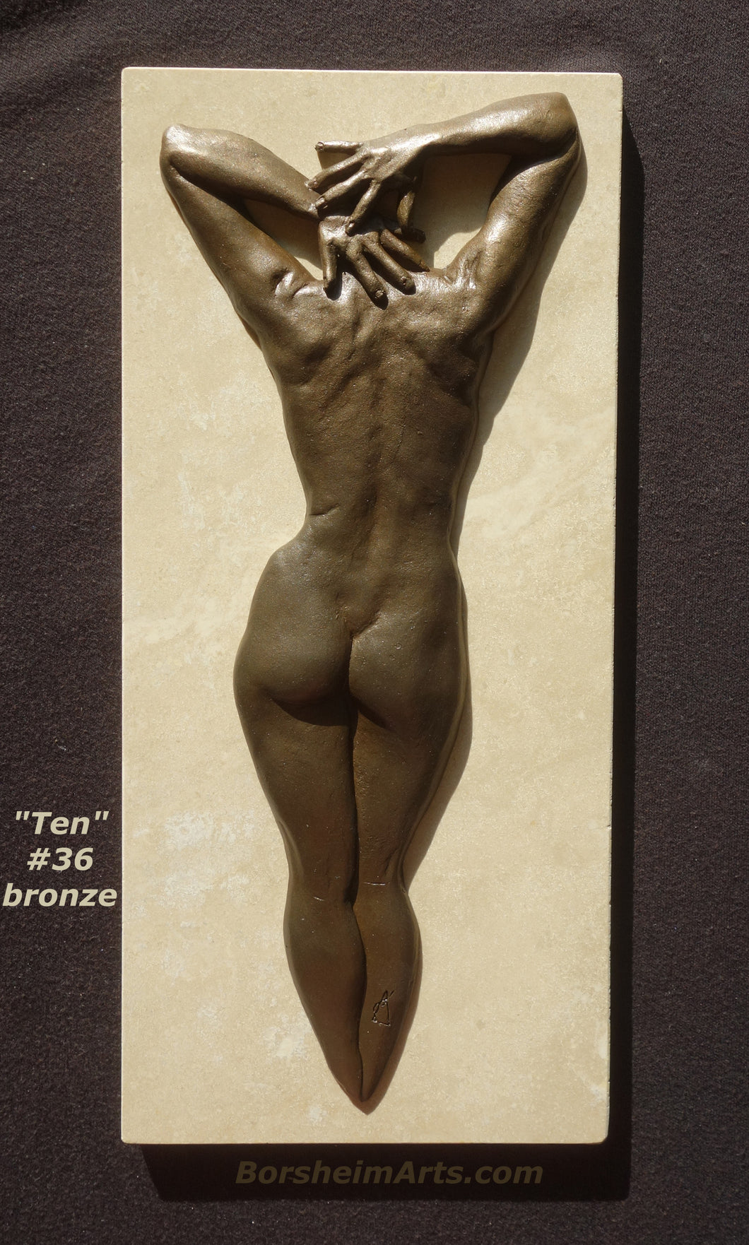 #36 front, Each limited edition artwork in bronze is considered an original work of art, Ten Female Nude Back Hands Small Bronze Sculpture Stone Base