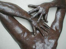 將圖片載入圖庫檢視器 Detail of hands Ten ~ Large Bronze Wall Hanging Female Back Bas-Relief Sculpture
