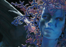 將圖片載入圖庫檢視器 Winter Blue Woman Wing Pastel Painting Woman&#39;s Portrait
