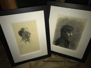 Shown Framed here with Pencil Portrait drawing of Harry another Art Student Anthony Charcoal Drawing Portrait of Young Man