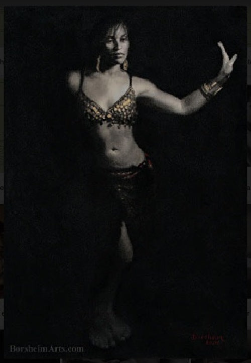 zSOLD Attitude ~ Charcoal Drawing of Belly Dancer Woman Art