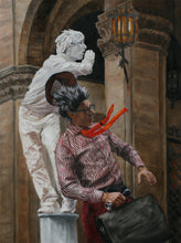 Laden Sie das Bild in den Galerie-Viewer, Buskers in Firenze Mimes Performing Artists Florence Italy Painting Realistic Style
