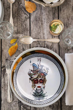 Laden Sie das Bild in den Galerie-Viewer, Example table setting for Dragana Adamov Collection Starry Eyes Designer Plate with Gold Border
