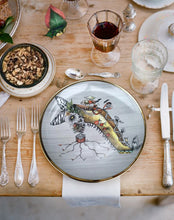 Load image into Gallery viewer, Table setting with Miss Mushroom designer collector plate made of porcelain and gold by Dragana Adamov
