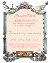 Load image into Gallery viewer, Gift Certificate for ONE designer plate with GOLD by Dragana Adamov
