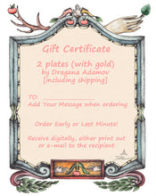 Charger l&#39;image dans la galerie, Gift Certificate for TWO designer plates with GOLD by Dragana Adamov
