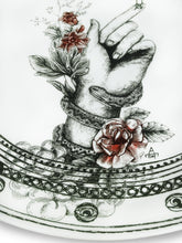 Cargar imagen en el visor de la galería, Detail Hand Drawing with Flowers and Serpent SnakeDragana Adamov Collection Plate Bird on Hand Collector Plate Designer Plate
