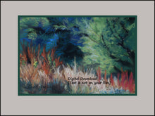 Load image into Gallery viewer, Grasses of Santa Margherita Ligure I Ligurian Landscape Painting Blue Pastel Painting Hiking Ligurian Coast near Portofino Italy shown with sample dark green inner mat and a taupe neutral wide outer mat, art by Kelly Borsheim
