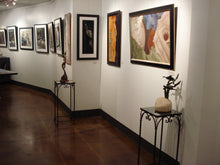Laden Sie das Bild in den Galerie-Viewer, Art show exhibiting paintings, drawings, and bronze sculpture by Kelly Borsheim in Austin, Texas.  See the framed original painting Bologna Italy Parco della Montagnola in the foreground right
