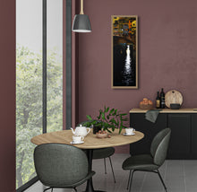 Carica l&#39;immagine nel visualizzatore di Gallery, Tuscan art print looks wonderful in this burgundy wall kitchen and dining room alongside a bottle of wine and homemade bread
