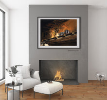 Cargar imagen en el visor de la galería, Mock-up of PRINT of Fiesole Still-Life is cozy living room above fireplace.  original art is amazing, prints efficient and economical. Tuscan hearth pastel painting by Kelly Borsheim
