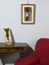 將圖片載入圖庫檢視器 Framed art Girl with Onions after John Singer Sargent, copy pastel on paper by Kelly Borsheim Size description hanging on wall with small 12-in bronze &quot;Ten&quot; on the table
