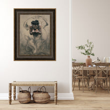 Charger l&#39;image dans la galerie, Example room decor with different frame Face and Hands Dono The Gift Man Genie Holding out Hands to Give with Smoke around Capoeira Movement Drawing
