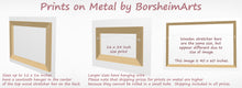 Load image into Gallery viewer, Showing the different wood backings and hanging methods depending on print size for Prints on Metal (aluminum) wood rienforced backing bars and hanging apparatus.  sawtooth hanger for smaller prints, while wire hanging for larger prints on metal.  Metal prints are great for high humidity areas, such as bathrooms or basements.  Order yours today. 
