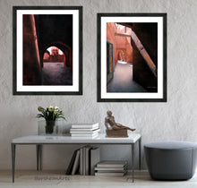 Load image into Gallery viewer, Bronze male nude black man ERIC sculpture looks beautiful in this room which also has two pastel drawings on the wall from the series Passages ~ Morocco.  Gorgeous Home decor show your personality and travel and figure affinity
