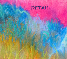 Load image into Gallery viewer, In this detail of the colorful pastel artwork &quot;Mystic Olive Tree in Tuscany, Italy&quot; you may see the layers of the different intense hues in the grasses of this olive grove.
