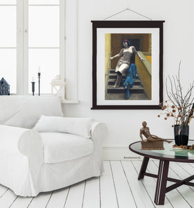 Fine wall art print The Stairs of Love and tabletop bronze sculpture "Eric" by Kelly Borsheim