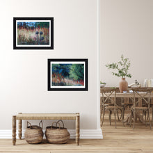 Load image into Gallery viewer, Showing both Ligurian landscape paintings hung framed and matted on an entryway wall.
