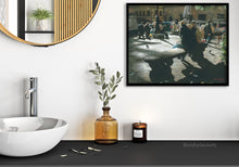 Load image into Gallery viewer, Street park scene in Florence, Italy, makes a fun print for your bathroom.
