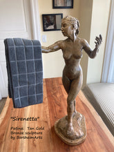 Load image into Gallery viewer, Bronze figure with outstretched arm may serve as a small towel rack for your kitchen or bathroom
