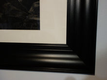 Load image into Gallery viewer, Detail of black plastic frame and mat for this drawing of the sea.

