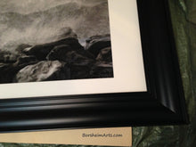 Load image into Gallery viewer, Detail image of the lower right corner, where the original drawing is signed by the artist, but also to show you the quality of the IKEA black plastic frame.  The frame is optional, but designed for more protection during shipping.
