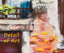 Load image into Gallery viewer, detail of the pastel painting of laundry hanging in Venice, Italy.  The loose strokes give the artwork an abstract quality.
