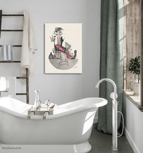 Laden Sie das Bild in den Galerie-Viewer, Great waves for your bathroom decor art!  Example of a print of &quot;Venice Shoe&quot; on metal.  No frame needed.  Italy inspired artwork illustration by Dragana Adamov
