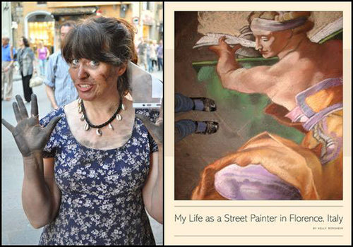The author of book My Life as a Street Painter in Florence Italy Kelly Borsheim