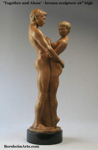 Together and Alone Bronze Sculpture of Man Woman Couple