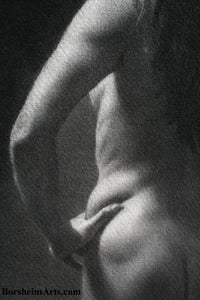 Detail of arm and Nude Woman Torso Memories of Venice Nude Woman Model Italy Classic Charcoal Drawing from Live Model Italy